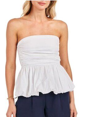 Sadie & Sage Ruched Peplum Tube Top